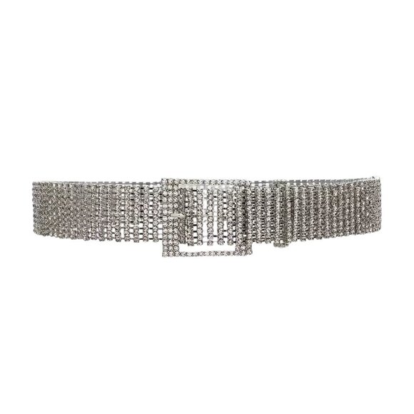 B-Low the Belt Farah Belt in Silver One Size New Womens Crystals Rhinestones - Picture 1 of 15